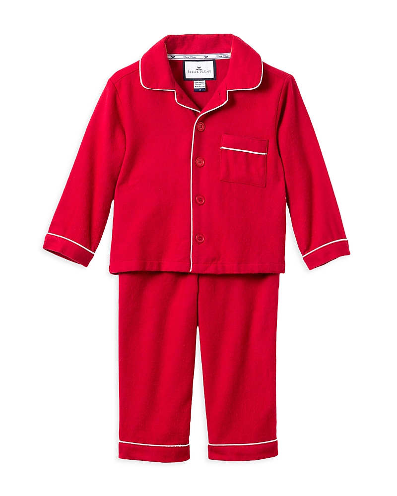 Petite Plume Classic Flannel Pajama Set In Red