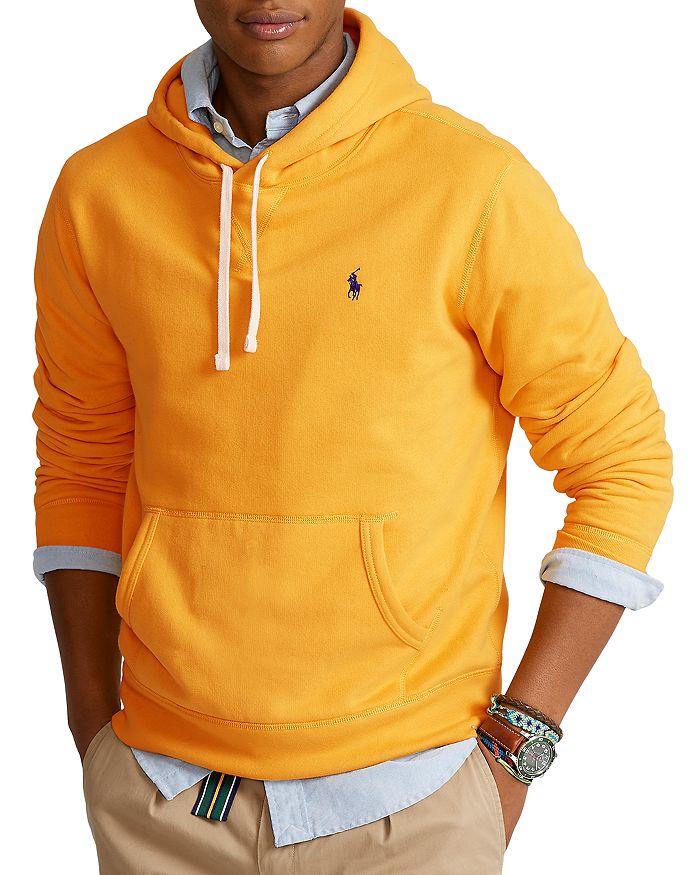 Polo Ralph Lauren Embroidered-logo Pullover Hoodie In Gold Bugle
