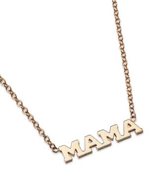 14K Yellow Gold Itty Bitty Mama Necklace, 16"