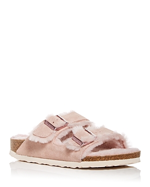 Birkenstock Arizona Shearling Womens Pink Clay Sandals In Pink