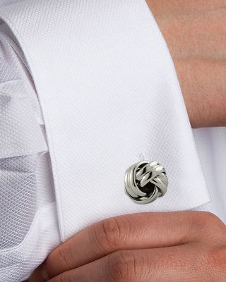 Silver Plated Knot Shirt Stud & Cufflinks Set