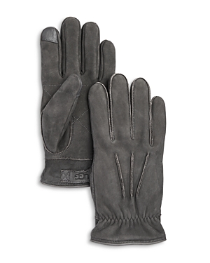 Ugg 3-point Leather Gloves In Metal
