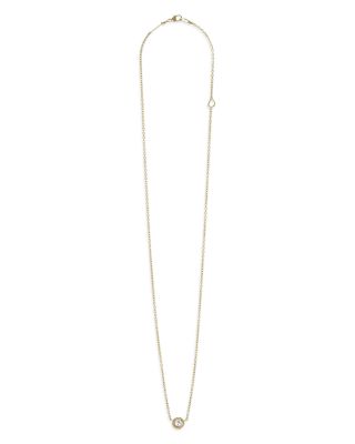 18K Yellow Gold Covet Diamond Caviar Bead Solitaire Pendant Necklace, 16-18"