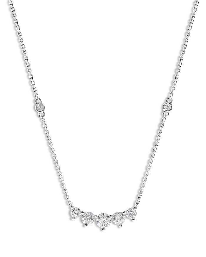 Bloomingdale's Diamond Graduated Curved Bar Necklace in 14K White Gold