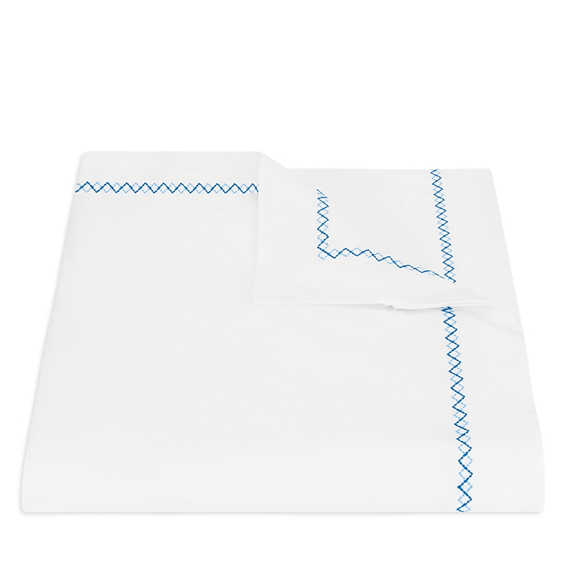 Matouk Hatch Cotton Duvet Cover, Full/queen In Sky Blue