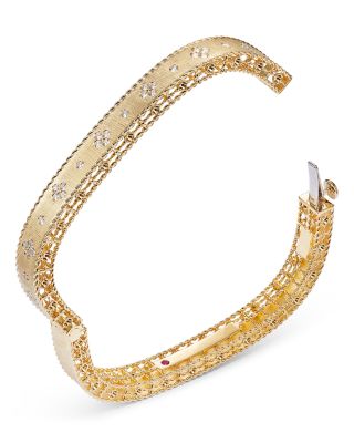 18K Yellow Gold and Diamond Princess Bangle