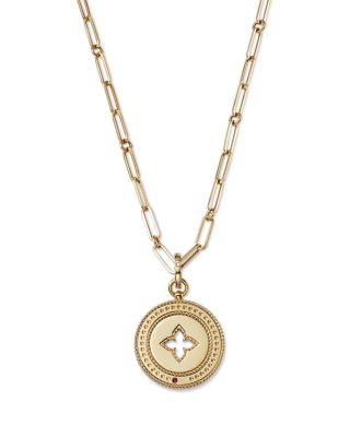 18K Yellow Gold Venetian Princess Diamond Medallion Lariat Necklace, 19&amp;quot;