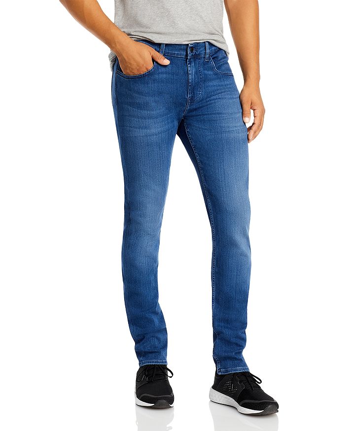 7 For All Mankind Luxe Performance Plus Slimmy Tapered Slim Fit Jeans In Mid Blue