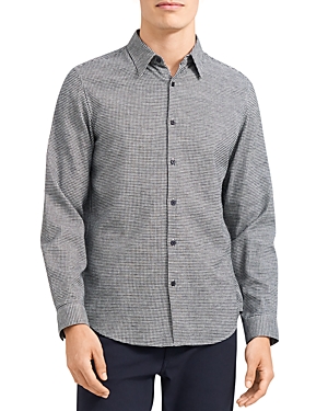 Theory Irving Gingham Shirt In Winter White