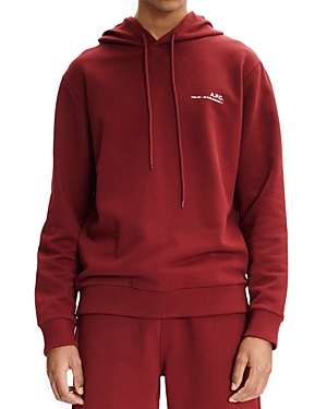 Apc Logo-print Cotton Hoodie In Rouge