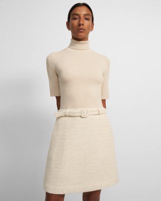 Theory Knit Combo Turtleneck Dress | Bloomingdale's