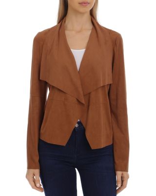 draped faux suede jacket