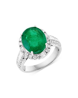 Bloomingdale's Fine Collection - Emerald & Diamond Statement Ring in 14K White Gold - Exclusive