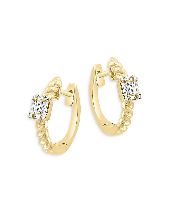 Bloomingdale's - Diamond Baguette Huggie Hoop Earrings in 14K Yellow Gold, 0.15 ct. t.w. - 100% Exclusive
