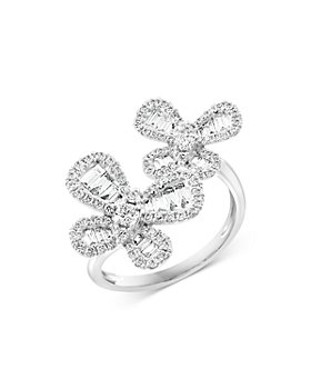 Bloomingdale's - Diamond Baguette & Round Double Butterfly Ring in 14K White Gold, 0.85 ct. t.w. - 100% Exclusive