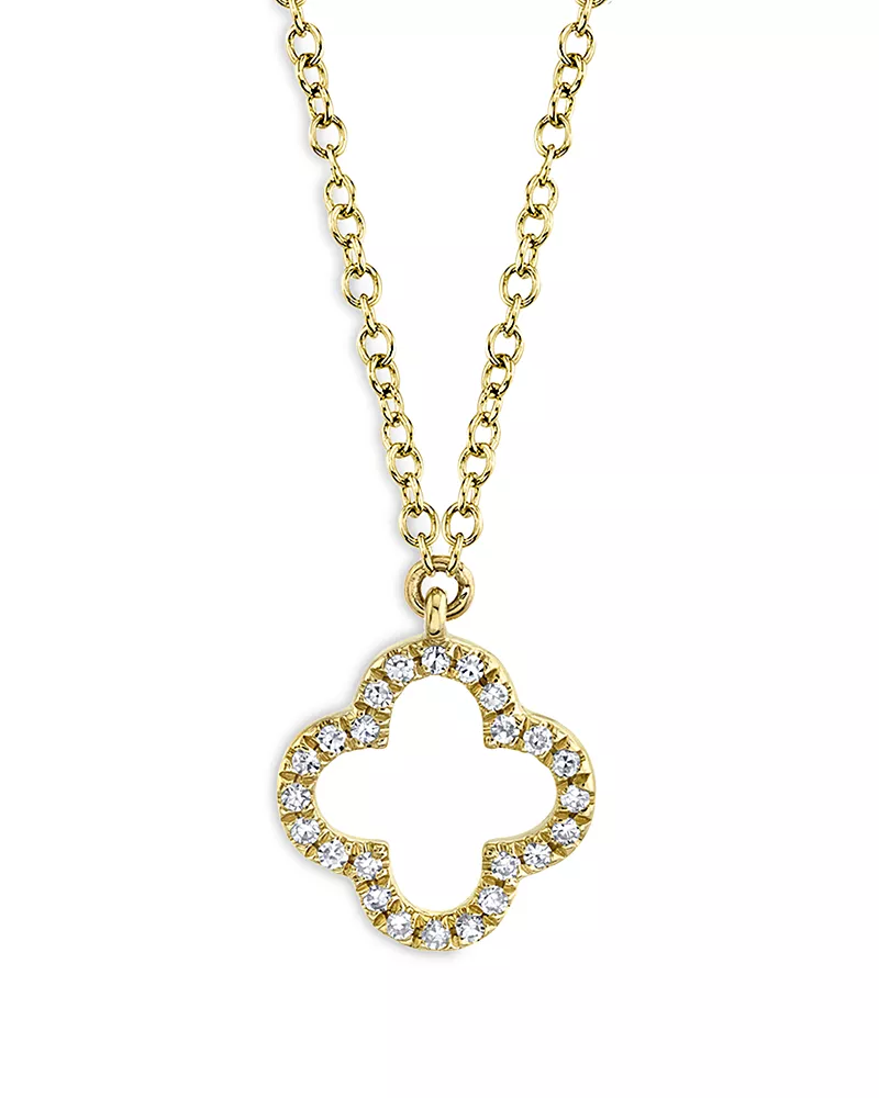 Moon & Meadow 14K Yellow Gold Diamond Clover Pendant Necklace, 18 - Exclusive