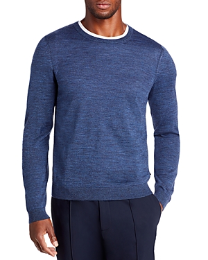 Hugo Boss Leno-p Merino Wool Crewneck Sweater In Dark Blue