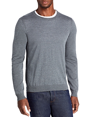 Hugo Boss Leno-p Merino Wool Crewneck Sweater In Medium Gray
