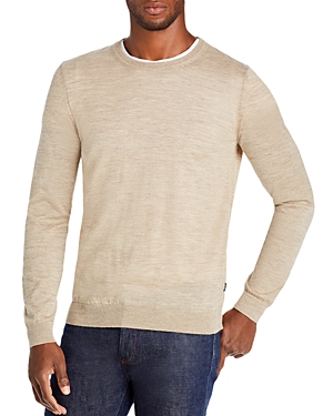 Hugo Boss Leno-p Merino Wool Crewneck Sweater In Open White