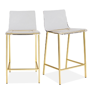 Euro Style Chloe Counter Stool, Set Of 2 In Matte Brushed Gold