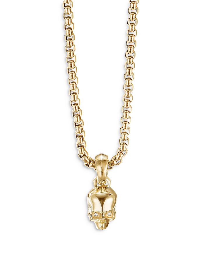 David Yurman - 18K Yellow Gold Extra Small Skull Charm with Diamonds