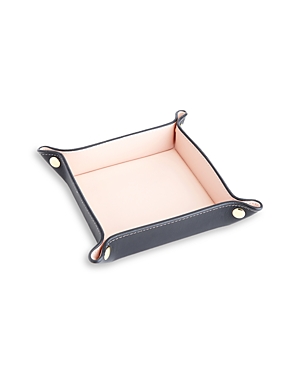 Royce New York Travel Leather Catchall Valet Tray In Black/pink