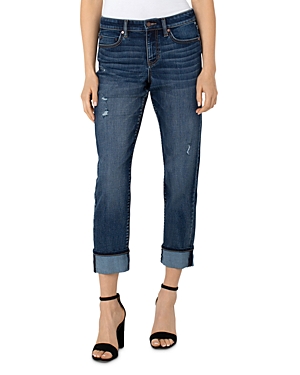 Liverpool Los Angeles Marley Cuffed High Rise Ankle Straight Girlfriend Jeans In Bartlett In Blue Mesa