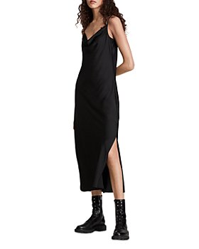 Long Sleeve Black Slip Dress