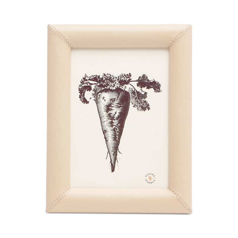 Pigeon & Poodle Eton Leather Frame, 5 X 7 In Off White
