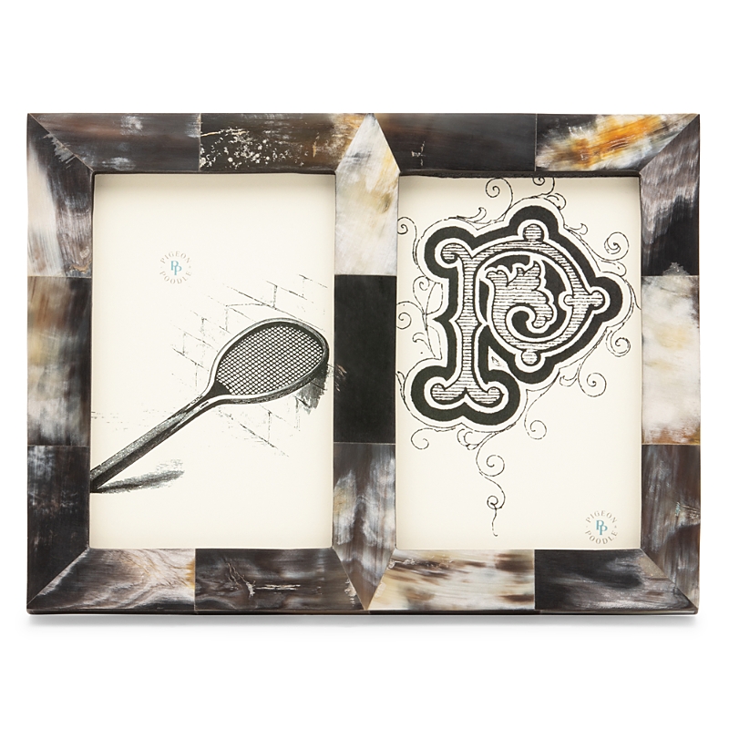 Pigeon & Poodle Essen Horn Double Frame, 4 X 6 In Dark