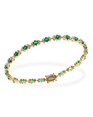 emerald and diamond tennis bracelet 14k