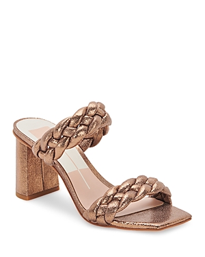 Dolce Vita Women's Paily Braided Double Strap High Heel Sandals In Bronze Metallic