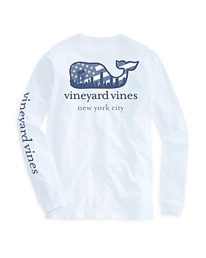 Vineyard Vines New York City Skyline Whale Long Sleeve Pocket Tee