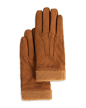 TED BAKER SUEDE FLEECE LINED GLOVES,254984TAN
