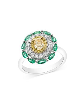 Bloomingdale's - Emerald, White & Yellow Diamond Statement Ring in 14K Yellow Gold - 100% Exclusive
