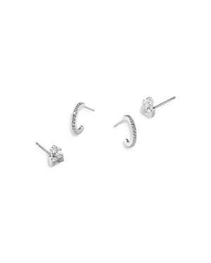 Nadri Zoe Cubic Zirconia Stud & Hoop Earrings, Set Of 2 In Silver