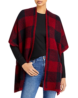 Shop Bloomingdale's Buffalo Check Ruana - 100% Exclusive In Red/black