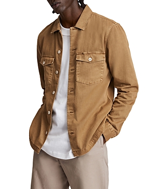 Allsaints Spotter Cotton Solid Regular Fit Button Down Camp Shirt In Mocha Brown