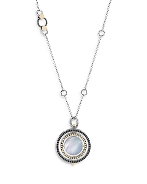 John Hardy 18k Yellow Gold & Sterling Silver Dot Moon Door Multi-gemstone Spin Pendant Necklace, 28-30 In Silver/black