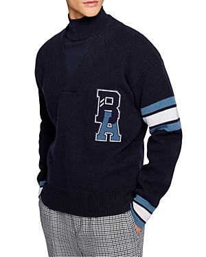 Boss x Russell Athletic Varsity Style Wool V Neck Sweater