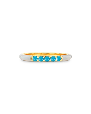 Rachel Reid 14k Yellow Gold & Enamel Turquoise Ring In White
