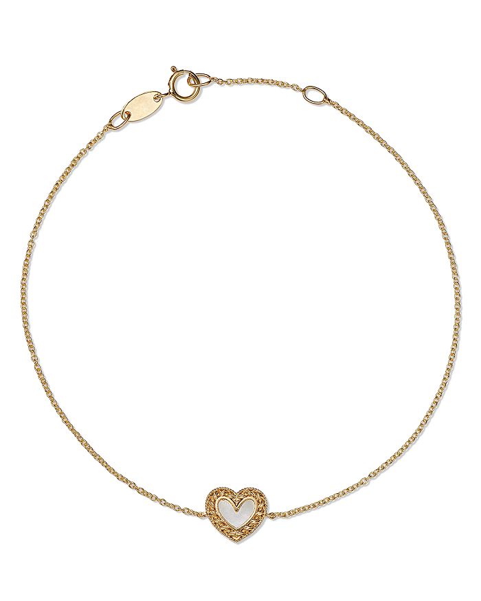 Bloomingdale's - Mother of Pearl Heart Chain Bracelet in 14K Yellow Gold - 100% Exclusive