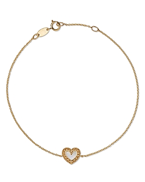 Bloomingdale's Made In Italy Mother Of Pearl Heart Chain Bracelet In 14k Yellow Gold - 100% Exclusive