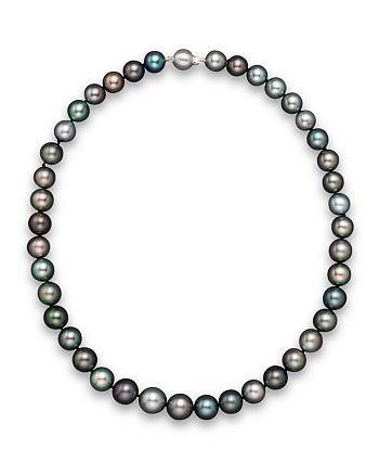 Bloomingdale's Natural Color Tahitian Pearl And 14K White Gold Strand ...
