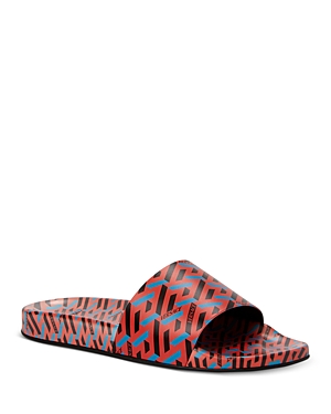 Versace Men's Gomma Stampa Slide Sandals In Orange