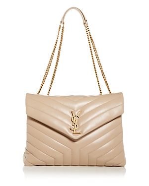 Saint Laurent Envelope Large Quilted Leather Crossbody In Beige/gold