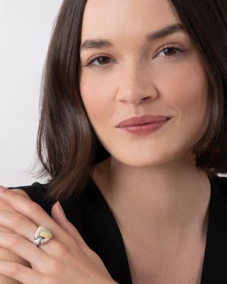 Sterling Silver & 18K Yellow Gold Caviar Luxe Diamond Large Knot Ring