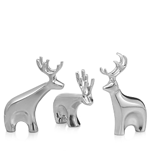 Nambe Kids' 3 Piece Miniature Blitzen Reindeer Set In Metallic