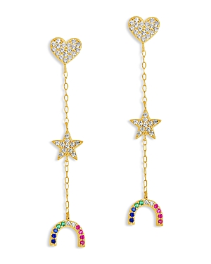 Sterling Forever Sterling Silver Fai Cz Charm Dangle Earrings In Gold