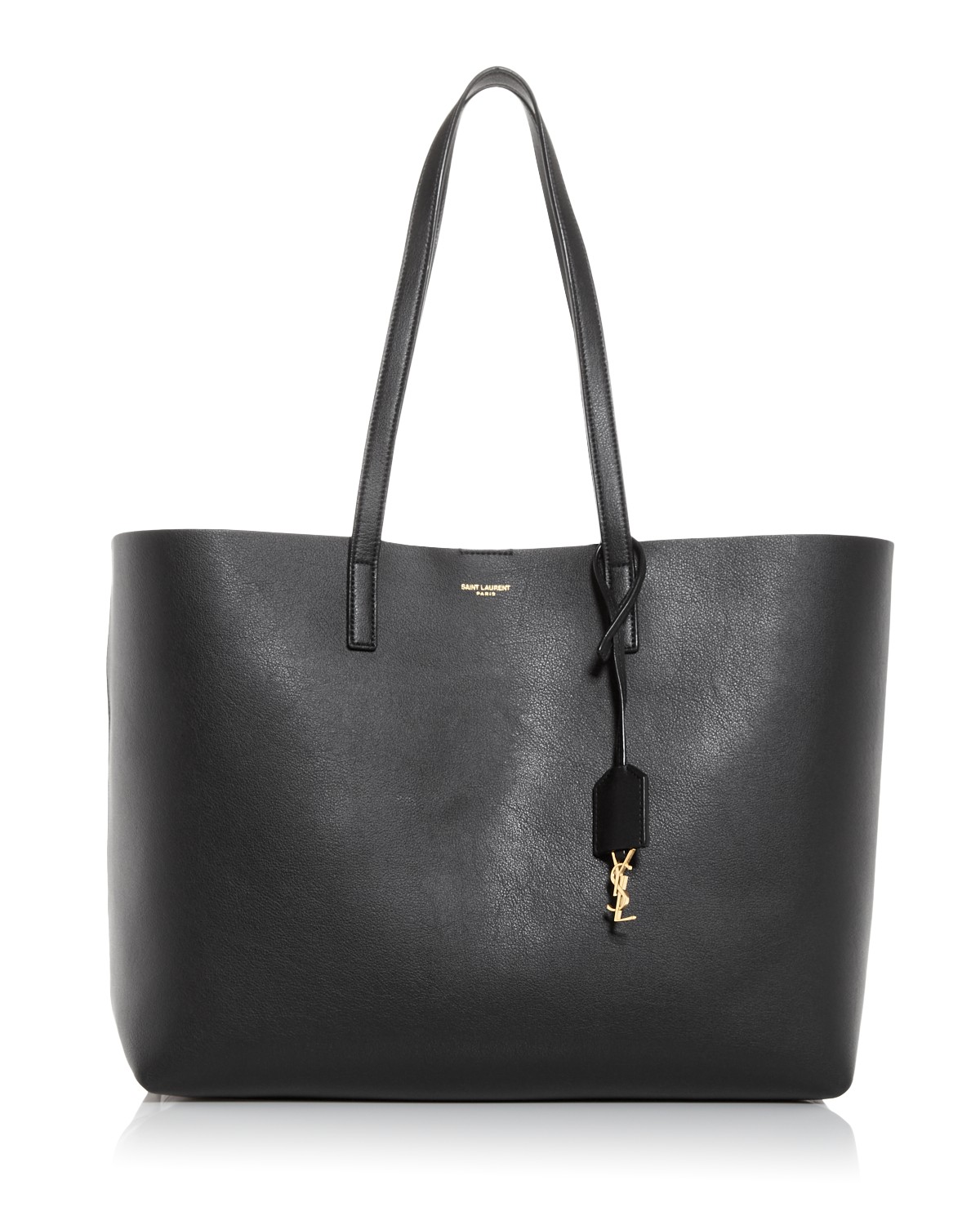 Saint Laurent Shopping Tote Bag in Black Leather/Gold